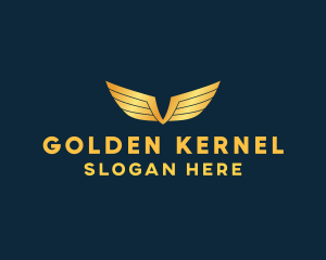 Gold Auto Aviation Wings  logo design