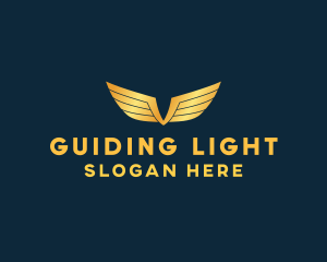 Gold Auto Aviation Wings  logo design