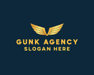 Gold Auto Aviation Wings  logo design