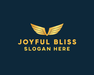 Gold Auto Aviation Wings  logo design