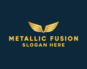 Gold Auto Aviation Wings  logo design