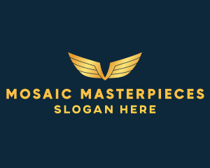 Gold Auto Aviation Wings  logo design