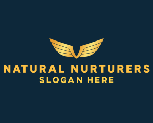 Gold Auto Aviation Wings  logo design