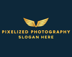 Gold Auto Aviation Wings  logo design