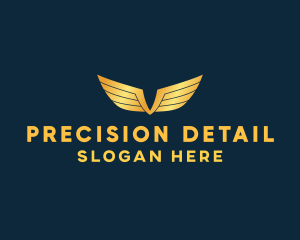 Gold Auto Aviation Wings  logo design