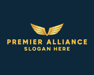 Gold Auto Aviation Wings  logo design