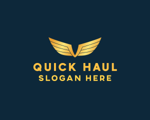 Gold Auto Aviation Wings  logo design