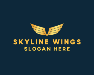 Gold Auto Aviation Wings  logo design