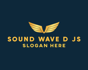 Gold Auto Aviation Wings  logo design