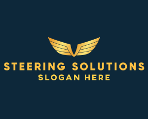 Gold Auto Aviation Wings  logo design