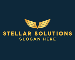 Gold Auto Aviation Wings  logo design