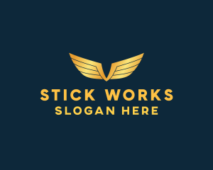 Gold Auto Aviation Wings  logo design