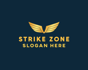 Gold Auto Aviation Wings  logo design