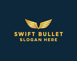 Gold Auto Aviation Wings  logo design