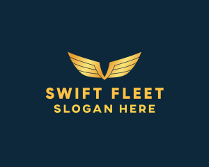 Gold Auto Aviation Wings  logo design