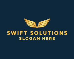 Gold Auto Aviation Wings  logo design