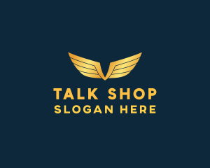 Gold Auto Aviation Wings  logo design