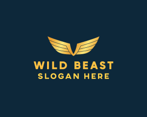 Gold Auto Aviation Wings  logo design