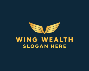 Gold Auto Aviation Wings  logo design