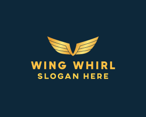 Gold Auto Aviation Wings  logo design