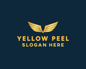 Gold Auto Aviation Wings  logo design