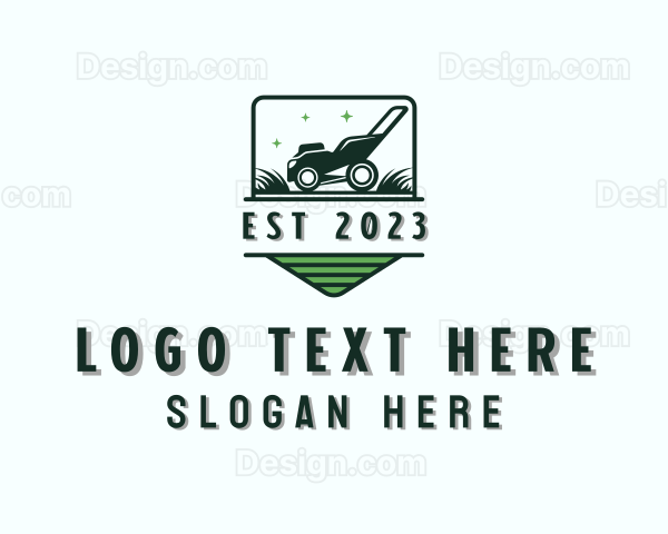 Lawn Mower Grass Cutting Logo