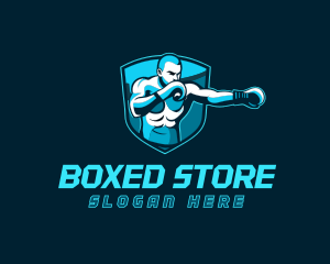 Boxer Punching Shield logo design