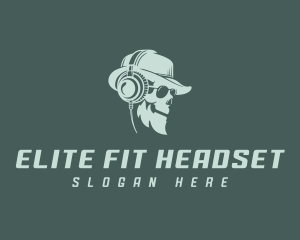 Headset Skull DJ logo design