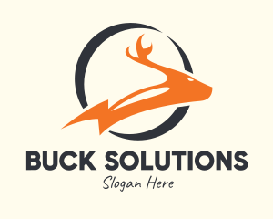 Electricity Bolt Deer logo design