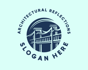 Blue Architectural Bridge  logo design