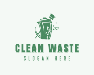 Broom Garbage Waste logo design