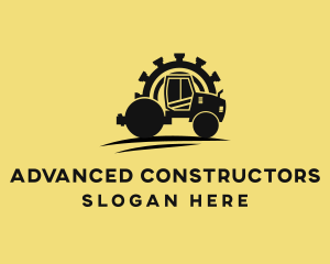 Construction Double Drum Roller Machinery logo design