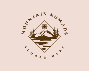 River Hike Mountain logo design