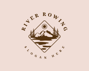 River Hike Mountain logo design