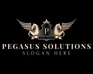 Premium Crown Pegasus logo design