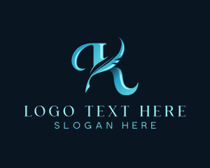Copywriting - Notary Plume Letter K logo design