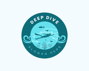 Scuba Diver Snorkeling logo design