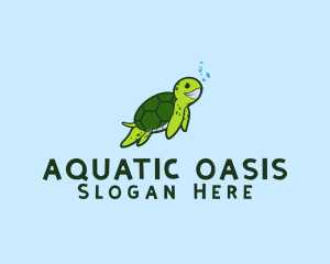 Smiling Sea Turtle logo design