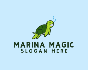 Smiling Sea Turtle logo design