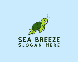 Smiling Sea Turtle logo design