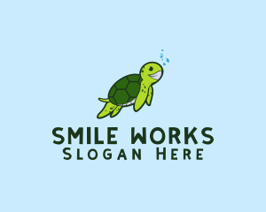 Smiling Sea Turtle logo design