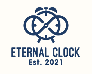 Blue Infinity Clock logo design