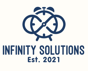 Blue Infinity Clock logo design