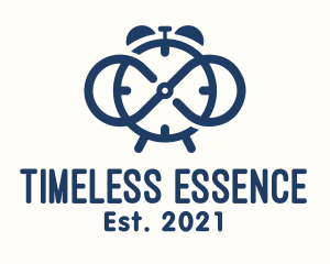 Blue Infinity Clock logo design