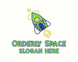 Doodle Space Rocket Kid logo design