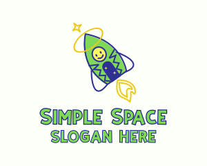 Doodle Space Rocket Kid logo design