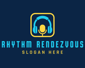 Microphone Podcast Headphone logo design