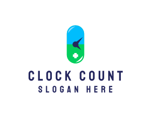 Pharmacy Capsule Clock  logo design