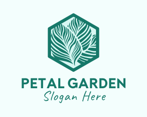 Hexagon Silhouette Leaves logo design