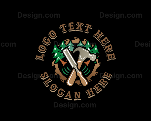 Chisel Hammer Woodwork Logo